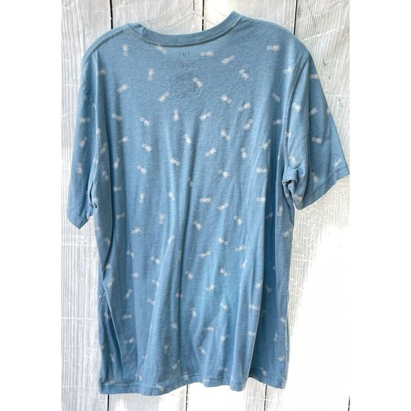 George Mens L 42-44 Short Sleeve Blue Shirt White Pineapples - Picture 5 of 5